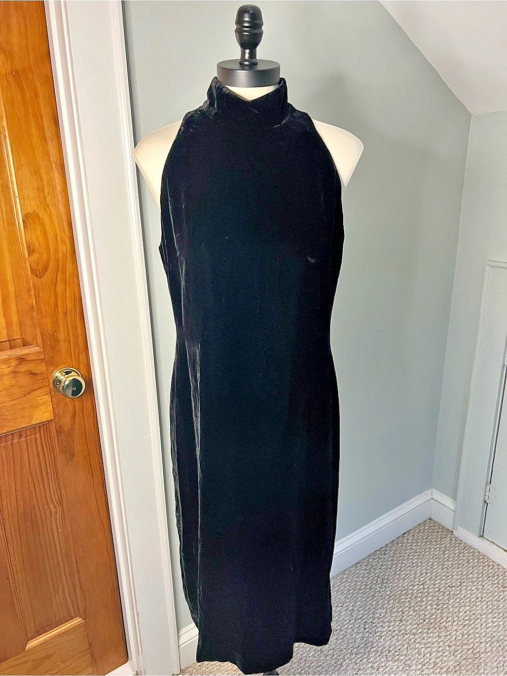 Lauren Ralph Lauren Black Velvet Halter Midi Dress Size 12